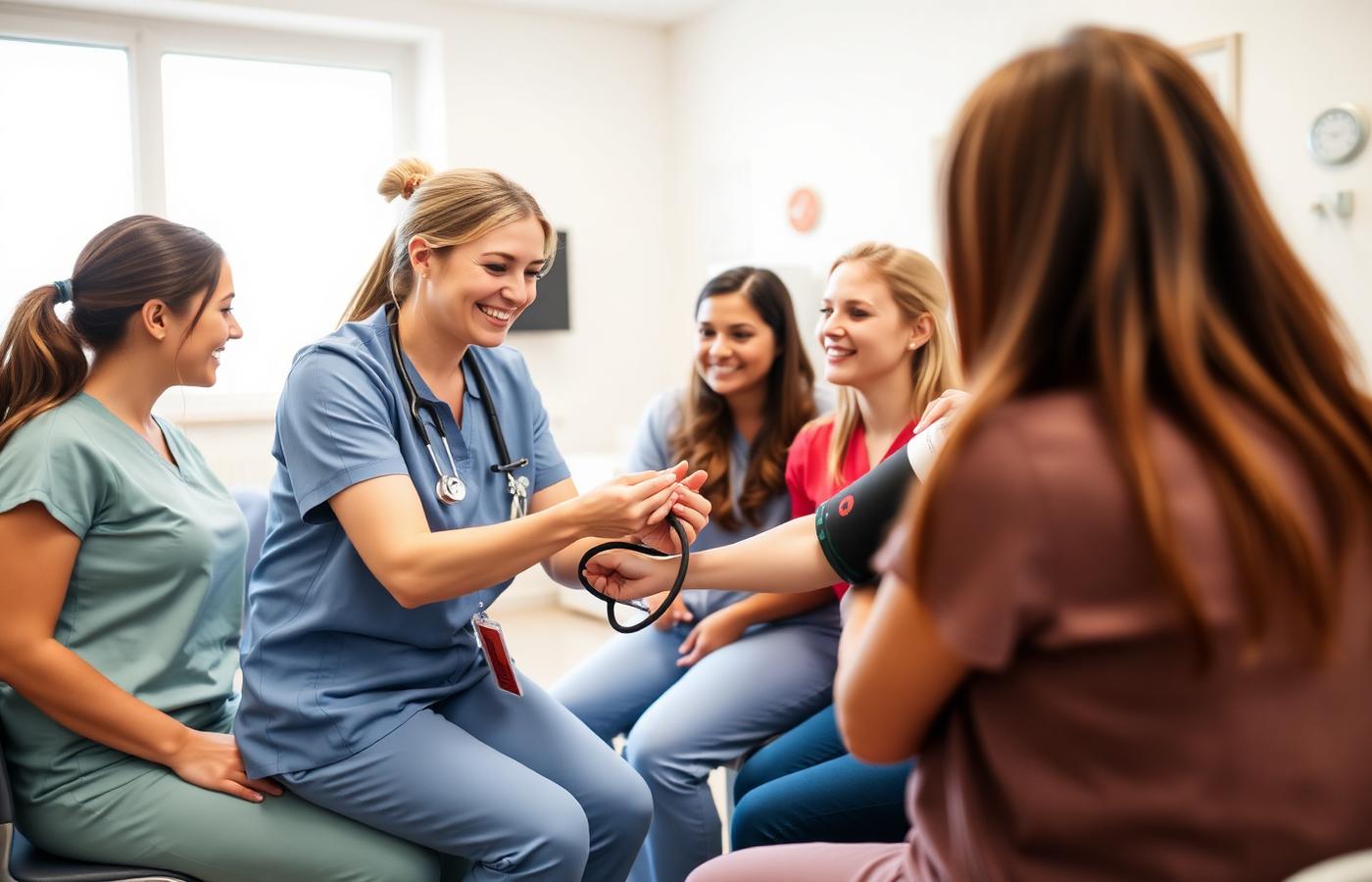 Nursing instructor with students